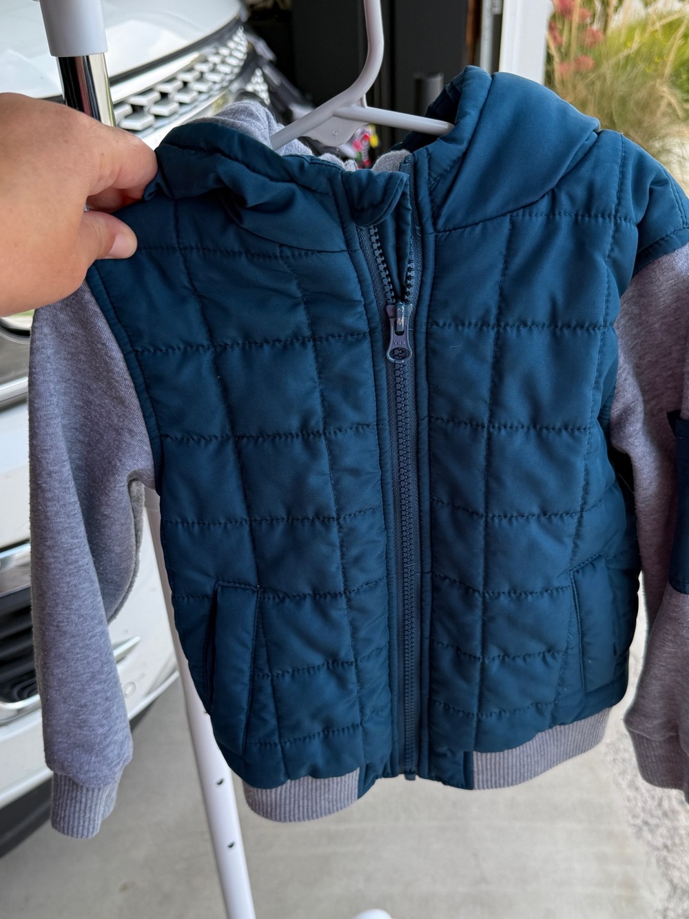 Tucker and Tate Quilted Hooded Puffer Jacket in Teal & Gray